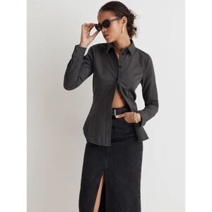 Madewell Darted‎ Button-Up Shirt in (Re)generative Chino Size 4 Dark Pavement